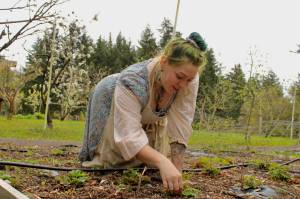 Photo provided
Winter-Dawn Lee weeds a strawberry patch in the orchard in Oak Harbor where she currently works as a farmhand for an older couple.