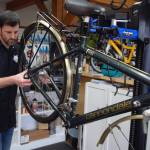 Besides buying refurbished bikes, tune ups and safety checks are on the menu at Celerity Cycles, recently opened in Coupeville. Owner Trevor Stevens designed his shop with space to teach workshops and for cyclists to fix their own bikes. Theres also coffee provided from his wifes nearby store, Whidbey Provisions. (Photo by Patricia Guthrie)