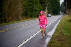 Photo by David Welton
Willow Dolde runs along the highway on South Whidbey.