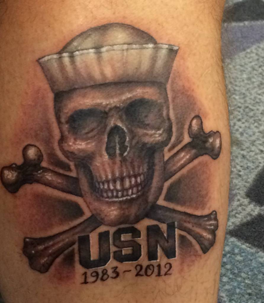 (Photo provided) Gary Zimmermans skull and crossbones tattoo.