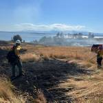 (Photo courtesy of Central Whidbey Island Fire and Rescue). A 15-acre brush fire scorched a Freeland property Wednesday.