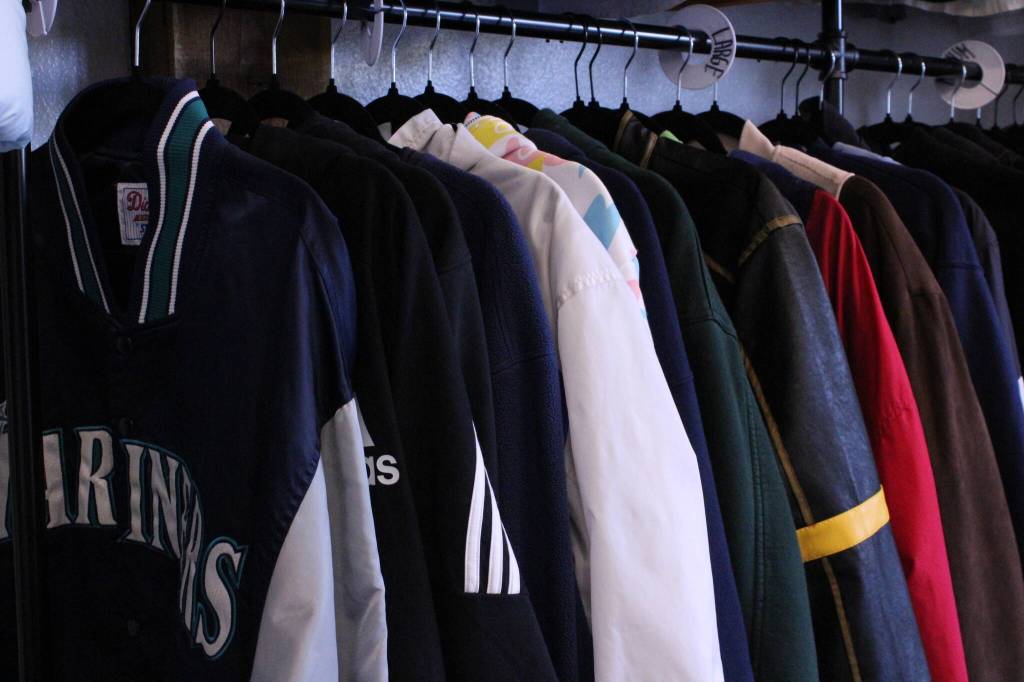 (Photo by Allyson Ballard) A close-up of the jackets lining the walls of Stay Original Market.