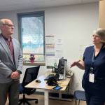 (Photo by Allyson Ballard) Nursing Supervisor Cindy Buske gave U.S. Rep. Rick Larsen a tour of the stabilization facility, the first step on the journey to recovery for many patients.