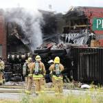 (John Fisken file photo) A semi truck crashed into Penn Cove Pottery and caught on fire in 2022.