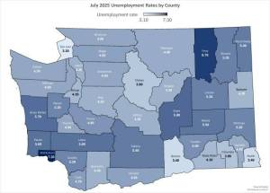 Labor force by county snapshot by the Employment Security Department