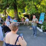(Photo provided) Rep Clyde Shavers spoke in front of the Whidbey residents at Clinton Library.