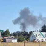(Photo by Erica Fisher) A plume of smoke from the fire could be seen around North Whidbey.