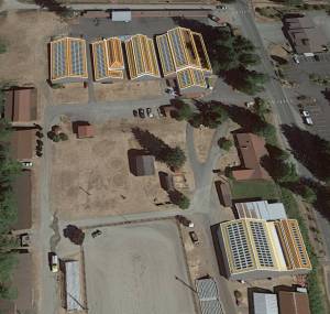 Photo provided
This aerial view of the Whidbey Island Fairgrounds shows where solar arrays could be placed on top of the buildings.
