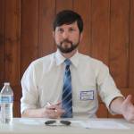 Brooke Willeford discusses his school districts accomplishments and funding desires, one of which is to provide free lunch for all students. (Photo by Marina Blatt.)