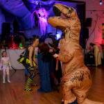 This dinosaur hit the dance floor at the 2023 Black Cat Ball.