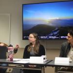Island County Health Department officials address the tenants of the Valley High Mobile Home Park. (Photo by Marina Blatt)