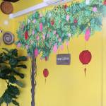 Photo by Allyson Ballard
The bougainvillea mural inside Trinhs Corner is reminiscent of those found in Vietnam.