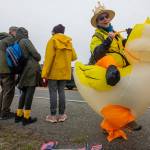 A protestor rides a duck at the rally. (Photo by Sailing with Paul Porter)
Photos by Sailing with Paul Porter