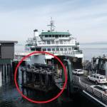 A view of Mukilteo terminals west wing wall, which is being repaired and repositioned after being damaged in 2022. (Photo by Washington State Ferries)