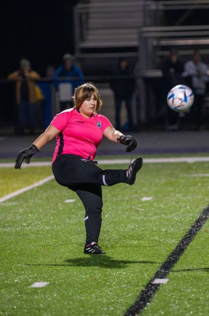 Photo by Levi Evans, Oak Harbor High School Yearbook. Wildcat goalkeeper Eden Wilcox has played a crucial role for Oak Harbor this postseason.
