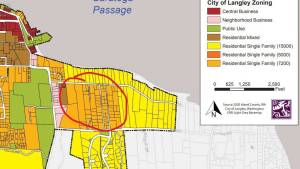 This Langley zoning map shows the area on the south side of Edgecliff Drive that the downzoning proposal would affect.