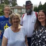 Jeff Pangburn takes a family photo with Cheryl Rafert, Jon Larson and Donna Pangburn.