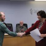 (Photo by Allyson Ballard) Mayor Molly Hughes swore in Evan Henrich, pictured here, and Kristo Allred at Tuesdays Town Council meeting.