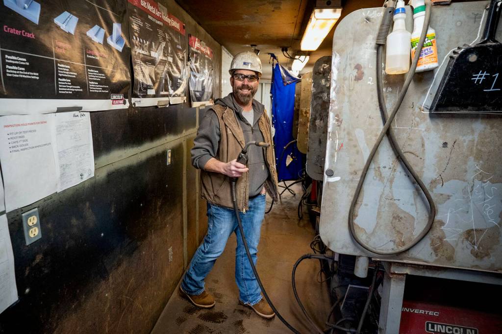 Nichols Brothers General Manager Nick Zustiak stands in the welding center, where a lot of apprentices are trained.
