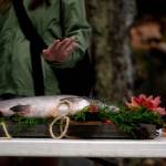 (Photo provided) Rosie Cayou, a Coast Salish Elder, led dozens of salmon cermonies on Whidbey. By floating a salmon out to sea, she becons salmon to return to its waters so it can feed the whales, Berta explained.