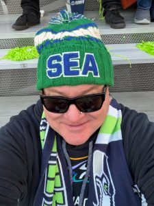 Mayor Ronnie Wright dons Seahawks colors.