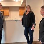 (Photo by Allyson Ballard) U.S. Rep. Rick Larsen toured the apartments on Saturday after visiting the Pacific Northwest Naval Air Museum and before meeting with Island Transit.