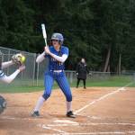 Photo by Nathan Whalen
South Whidbey senior Sofia Del Faro watches a pitch during a game March 23.