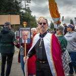 Photo by David Welton. Many demonstrators dressed in costume at the protests.
