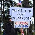 Photo by Allyson Ballard. In a press release, protest organizers explained they chose Oak Harbor to hold a protest in support of active military and veterans.