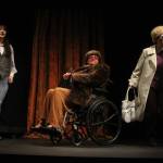 Photo by Marina Blatt. Instead of celebrating, Jessica, played by Trinity Slowik, spirals into self-doubt, questioning whether shes right for one of theaters most iconic roles. From left are Trinity Slowik, Katie Jones and Chai Fortune.