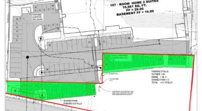 A proposed map from a developer shows how a hotel project might expand into Hal Ramaley Park.