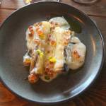 Leeks from Ralphs Greenhouse were softened with beurre blanc and dappled with roe and tarragon. The dish was paired with a 2025 Scribe Riesling, light and refreshing.