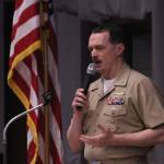 Photo by Allyson Ballard
Capt. Nathan Gamamche, the commanding officer of Naval Air Station Whidbey Island, spoke during the luncheon.