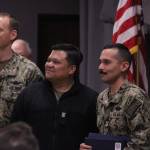 Hospital Corpsman First Class Fabian S. Morales, pictured second from right here, won Shore Sailor of the Year.