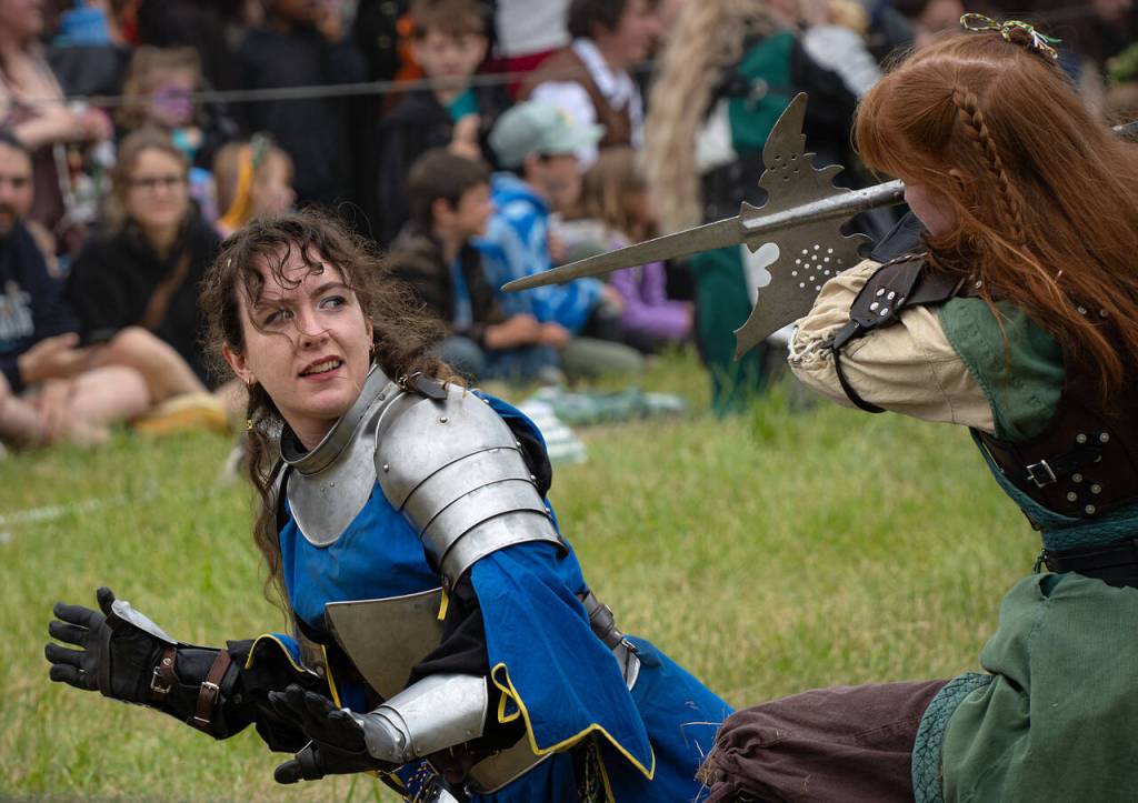 (Photo by David Welton) Giants, knights, queens, fortune tellers, fairy squashers and more roamed the venue, Beach View Farm located near Oak Harbor.
