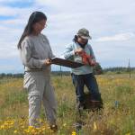 (Photo by Marina Blatt) Rasmussen, left, characterized restoring native species as an appreciation of the natural world.