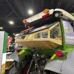 (Photo by Ivan Perez) Pets can ride along with their owners during long days on farms with the PawPort; the prototype created by Smarts and Sparks is pictured here.