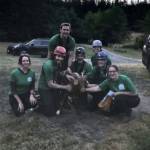 Photo posted by Kristine Tyler on Facebook. Rescuers  all volunteers  posed with Beau after his retrieval almost three days after he got stuck.
