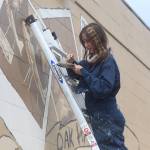 (Photo by Marina Blatt) Hamm is excited for the opportunity to leave her mark in Oak Harbor. Working nearly every day on the mural, she is projected to complete it within one to two months.