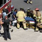 Photo by Allyson Ballard
Kim Dolan, from the Whidbey Playhouse, played the role of the injured driver.